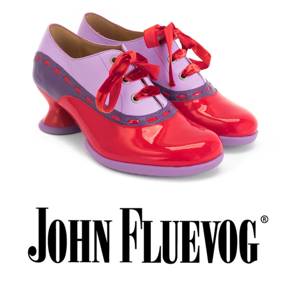 BRAND NEW - John Fluevog Enneagram
Ribbon Lace-Up Shoe - Size 7
Red/Purple/Pink
